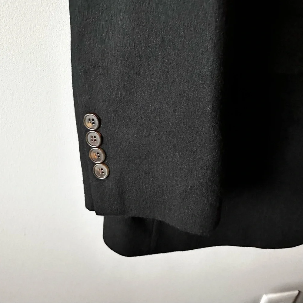 Bill Blass Blazer Men's 44L Black Single Breasted 3 Button 100% Cashmere